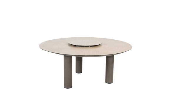 91830-91831_ Donato low dining table 160cm ceramic print Terre with Lazy Susan 01.jpg