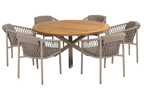 17070-91306-91537_ Allora dining set Latte with Prado dining table Teak top 160cm 01.jpg