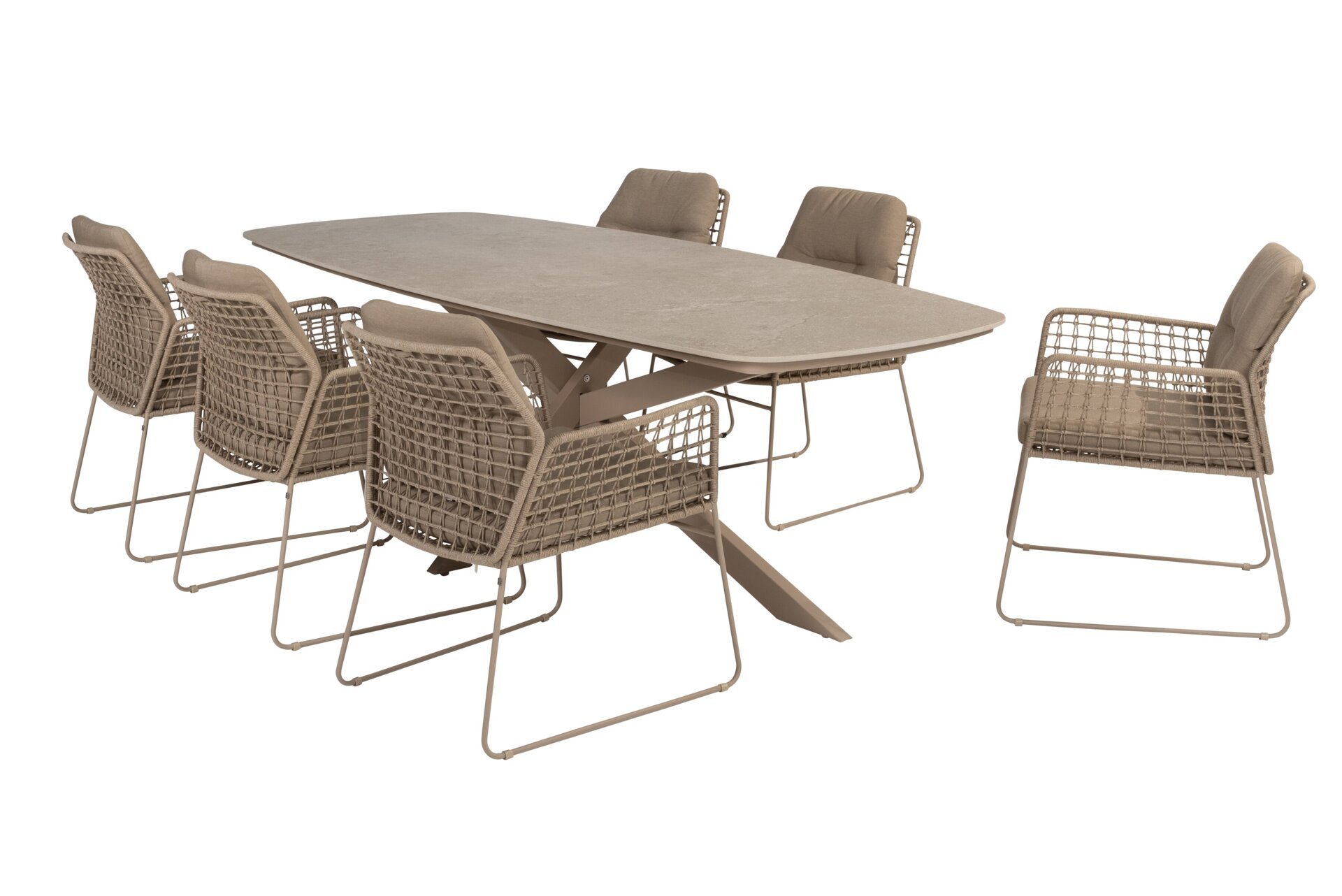 91535-213935-91601-91602_ Albano dining set with Prado barrel dining table Latte 240x105cm 01.jpg