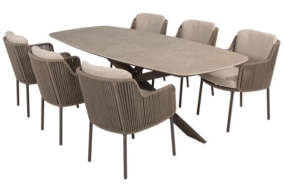 214149-91599-91600_ Bernini dining set with Prado barrel dining table ceramic top 240x105cm Terre 02.jpg