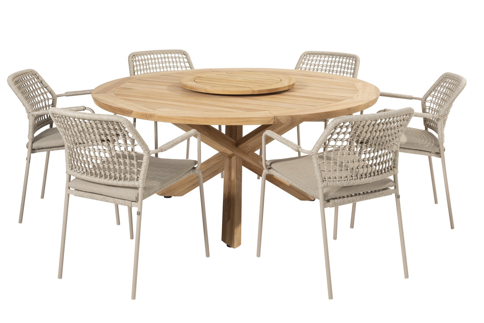 91476-91306-91419-91309_ Barista dining set Latte with Prado 160cm teak dining table and Lazy Susan _ 01.jpg