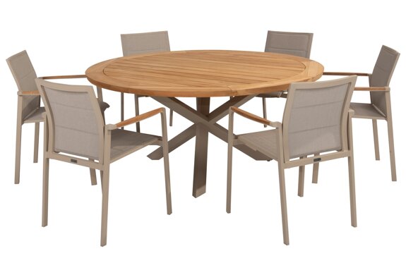 91641-91306-91537_ Cortina dining set with Prado dining table Teak top 160cm Latte 01.jpg