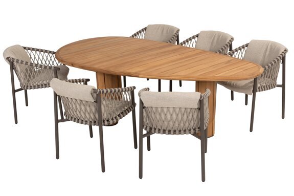 17071-91618-91669_ Allora dining set Terre with Corsica pebble shape table teak 160cm 02.jpg