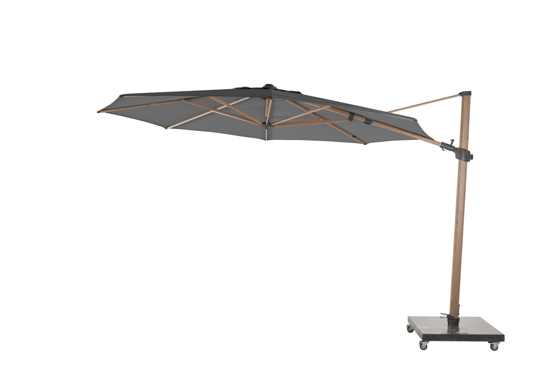 08682_ Siesta Premium parasol 350cm Woodlook frame with Charcoal canopy _01.jpg