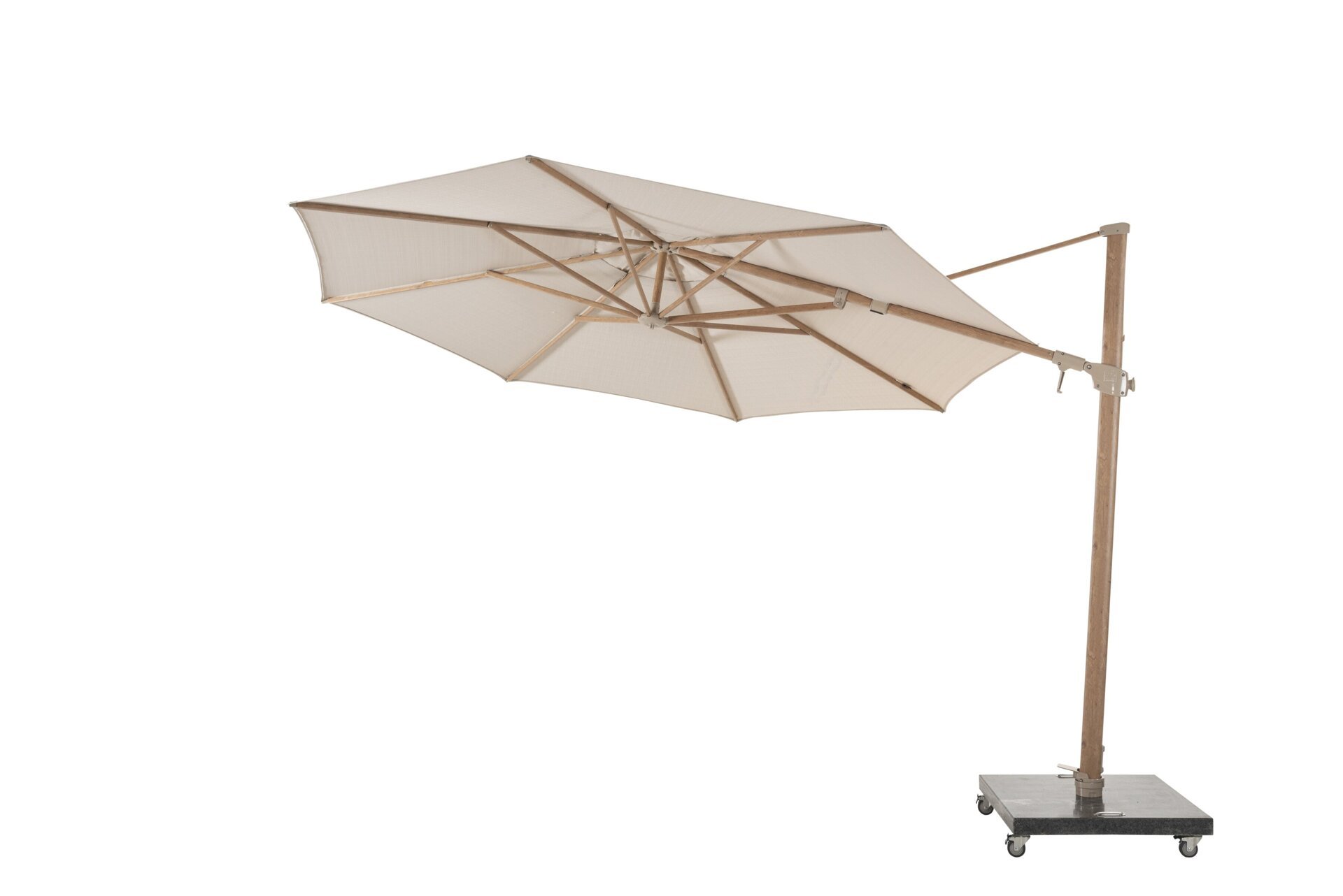 08683_ Siesta Premium parasol 350cm Woodlook frame with Sand canopy _02.jpg