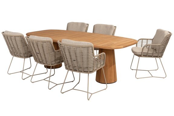 214274-91615-91667_ Fabrice dining set Latte with Capri barrel teak table 240x110cm 01.jpg