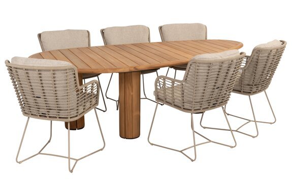 214274-91618-91669_ Fabrice dining set Latte with Corsica pebble shape table teak 160cm 01.jpg