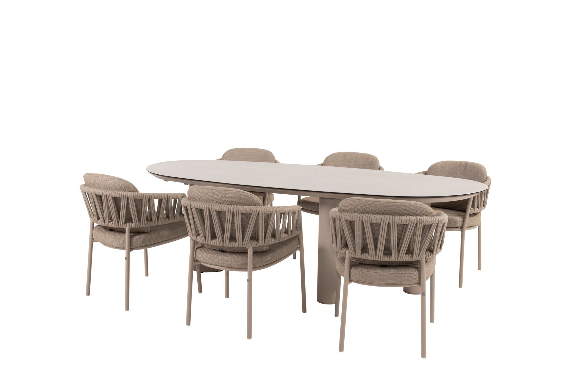 91707-91856-91857_ Calma dining set latte with Denia dining table Latte with Mango shape top ceramic print 240 x 110 cm 01.jpg