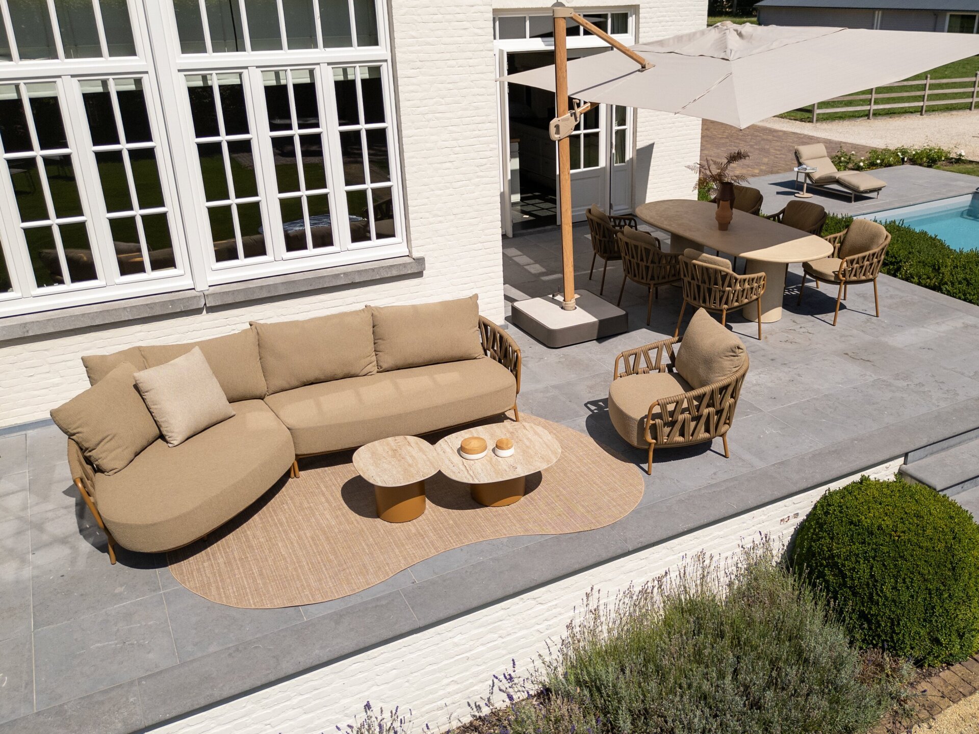 Biarritz chaise longue set and dining set 02 - drone