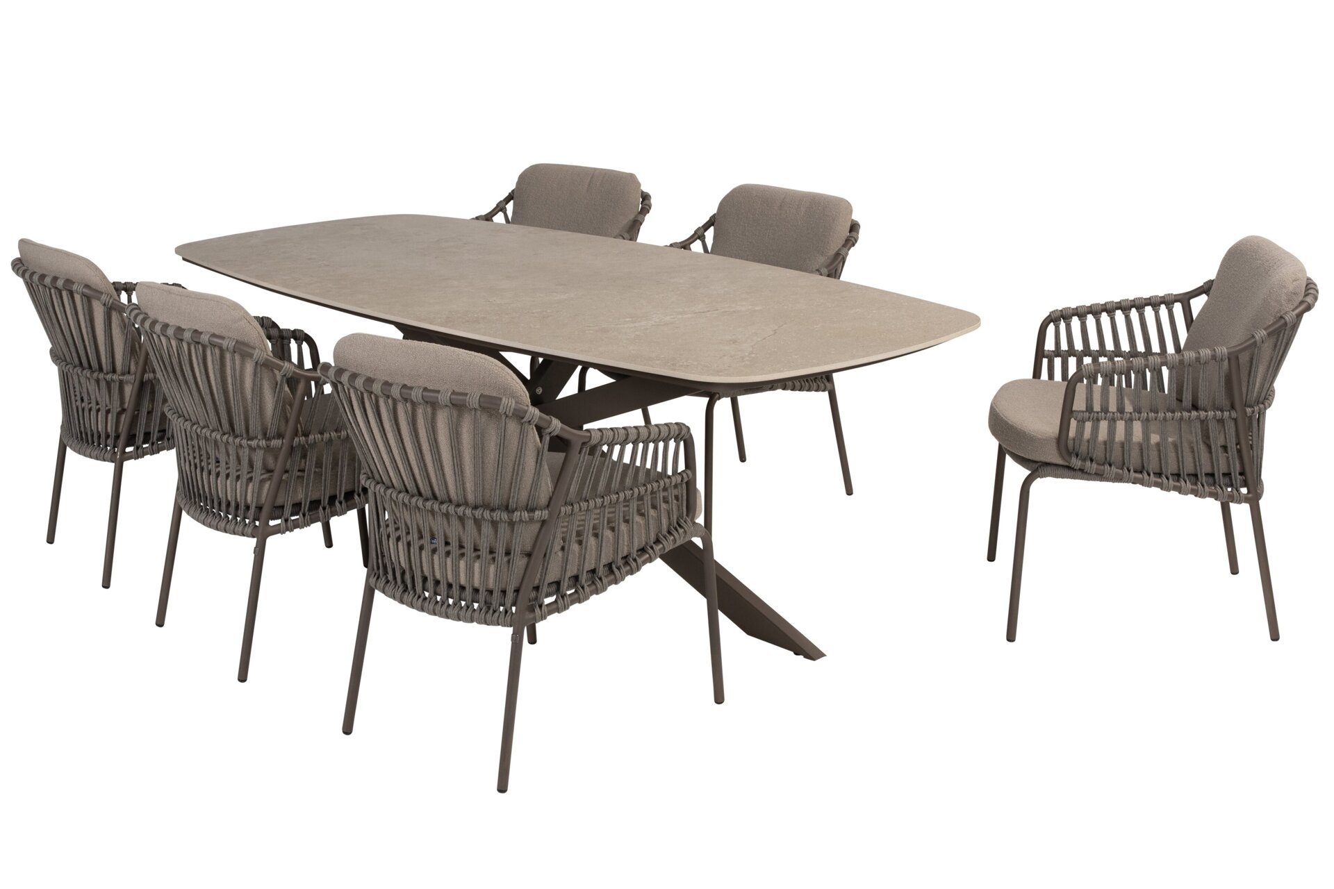 214125-91599-91600_ Capalbio dining set with Prado barrel dining table ceramic top 240x105cm Terre 01.jpg