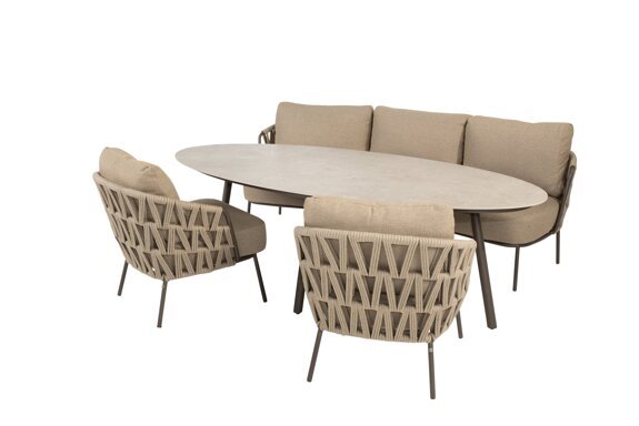 91733-214420-214421_Mallorca low dining set terre with 3 seater low dining bench terre and Salute low dining table ceramic ellips terre 220 x 105 x 69 cm 01.jpg