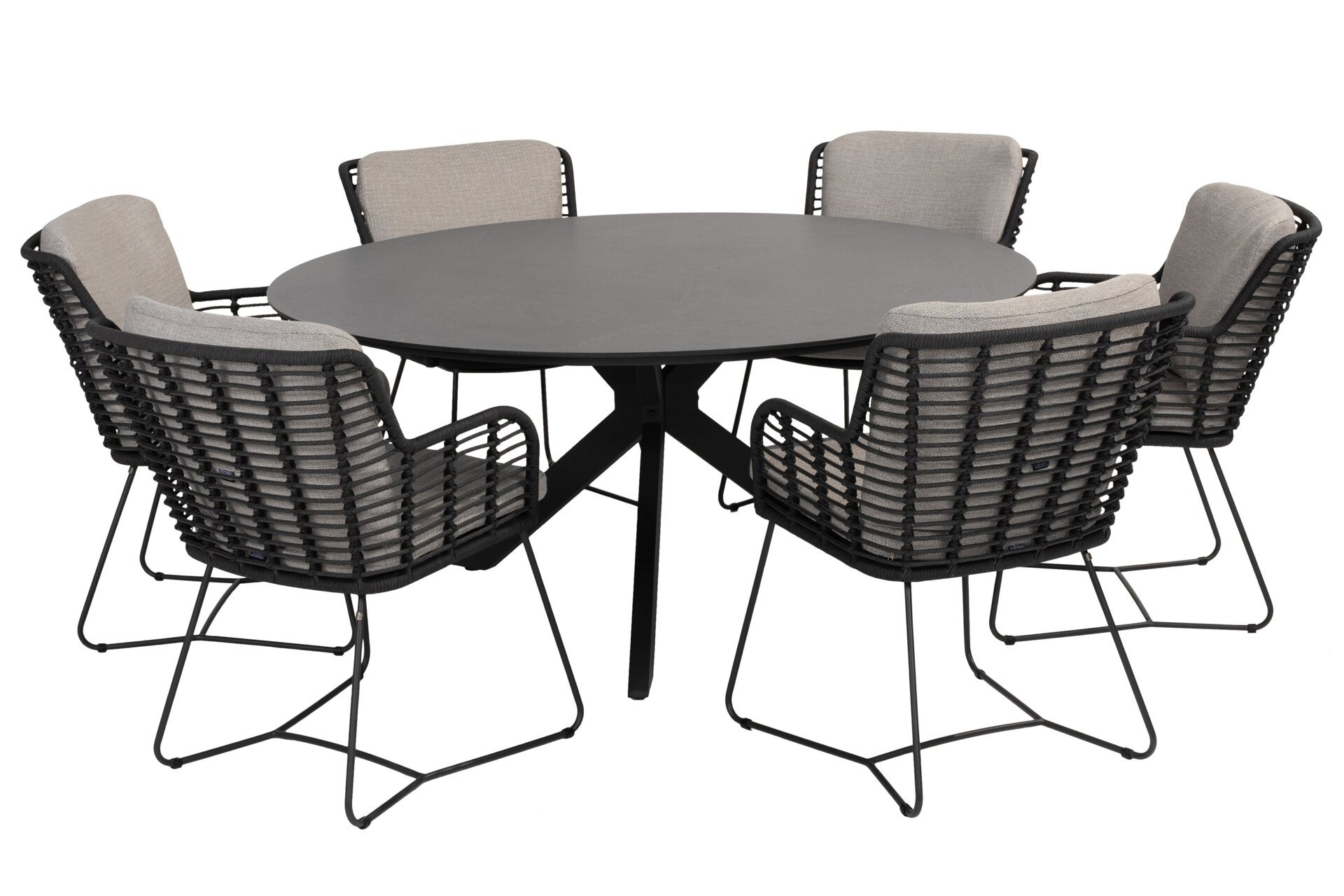 213825-17107-17108_ Fabrice dining set Anthracite with Locarno dining table 160cm HPL slate anthracite 01.jpg