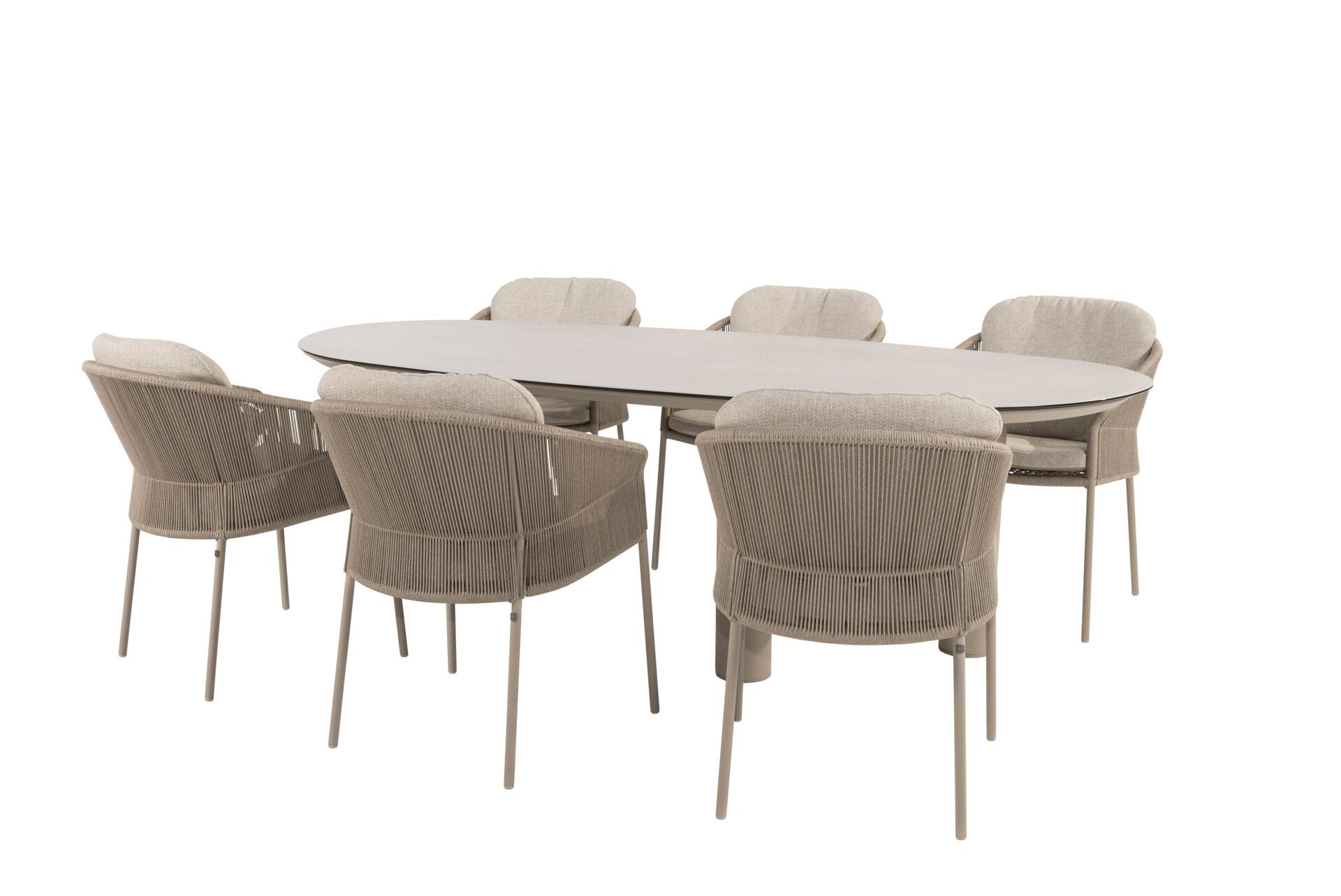 91722-91856-91857_ Florence dining set latte with Denia dining table Latte with Mango shape top ceramic print 240 x 110 cm 01.jpg