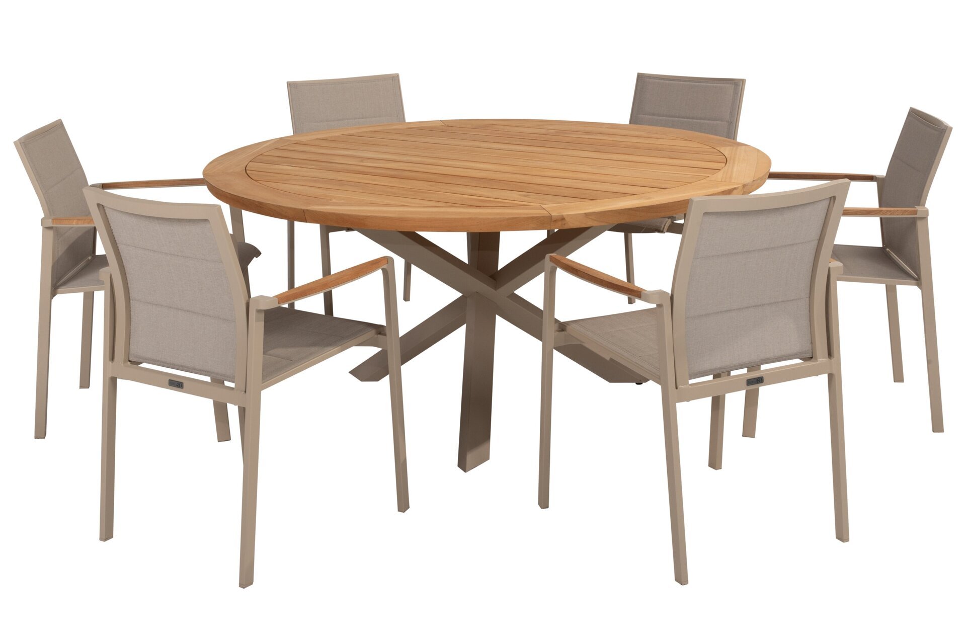 91641-91306-91537_ Cortina dining set with Prado dining table Teak top 160cm Latte 01.jpg