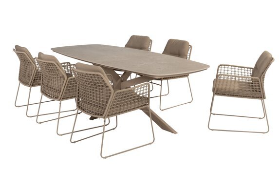 91535-213935-91601-91602_ Albano dining set with Prado barrel dining table Latte 240x105cm 01.jpg