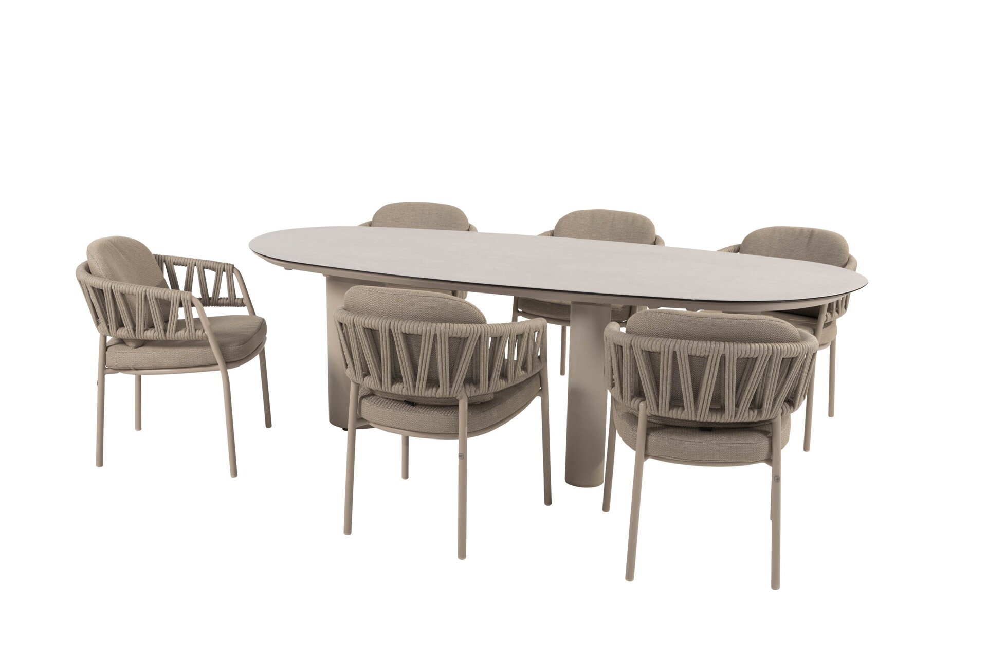 91707-91856-91857_ Calma dining set latte with Denia dining table Latte with Mango shape top ceramic print 240 x 110 cm 03.jpg