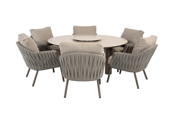 91830-91812-91831_Cannes low dining set terre with Donato low dining terre 160 cm + lazy susan terre 60cm.jpg