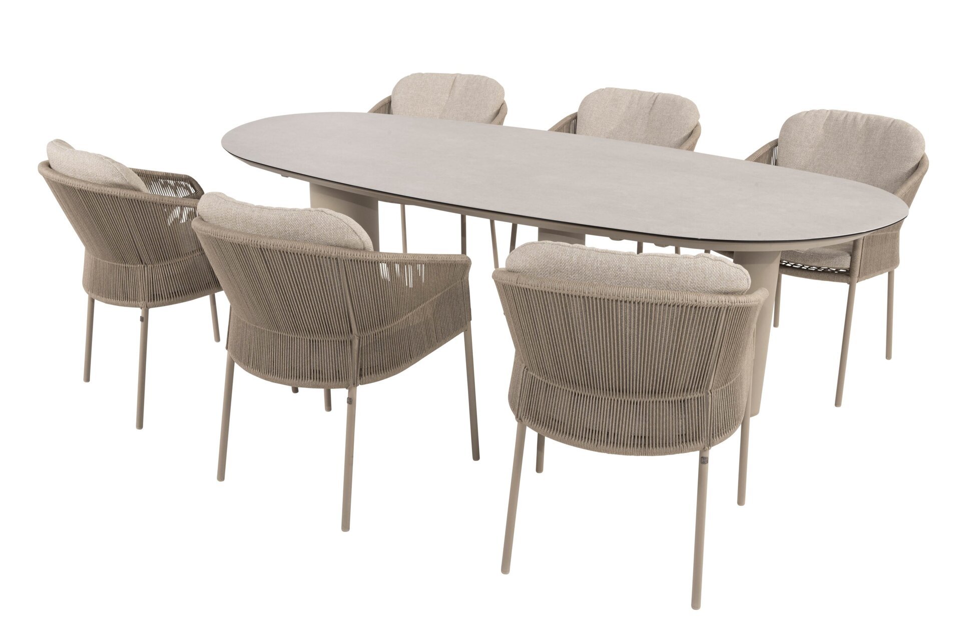 91722-91856-91857_ Florence dining set latte with Denia dining table Latte with Mango shape top ceramic print 240 x 110 cm 02.jpg