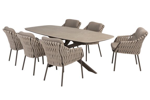 214115-91599-91600_ Montera dining set with Prado barrel dining table ceramic top 240x105cm Terre 01.jpg