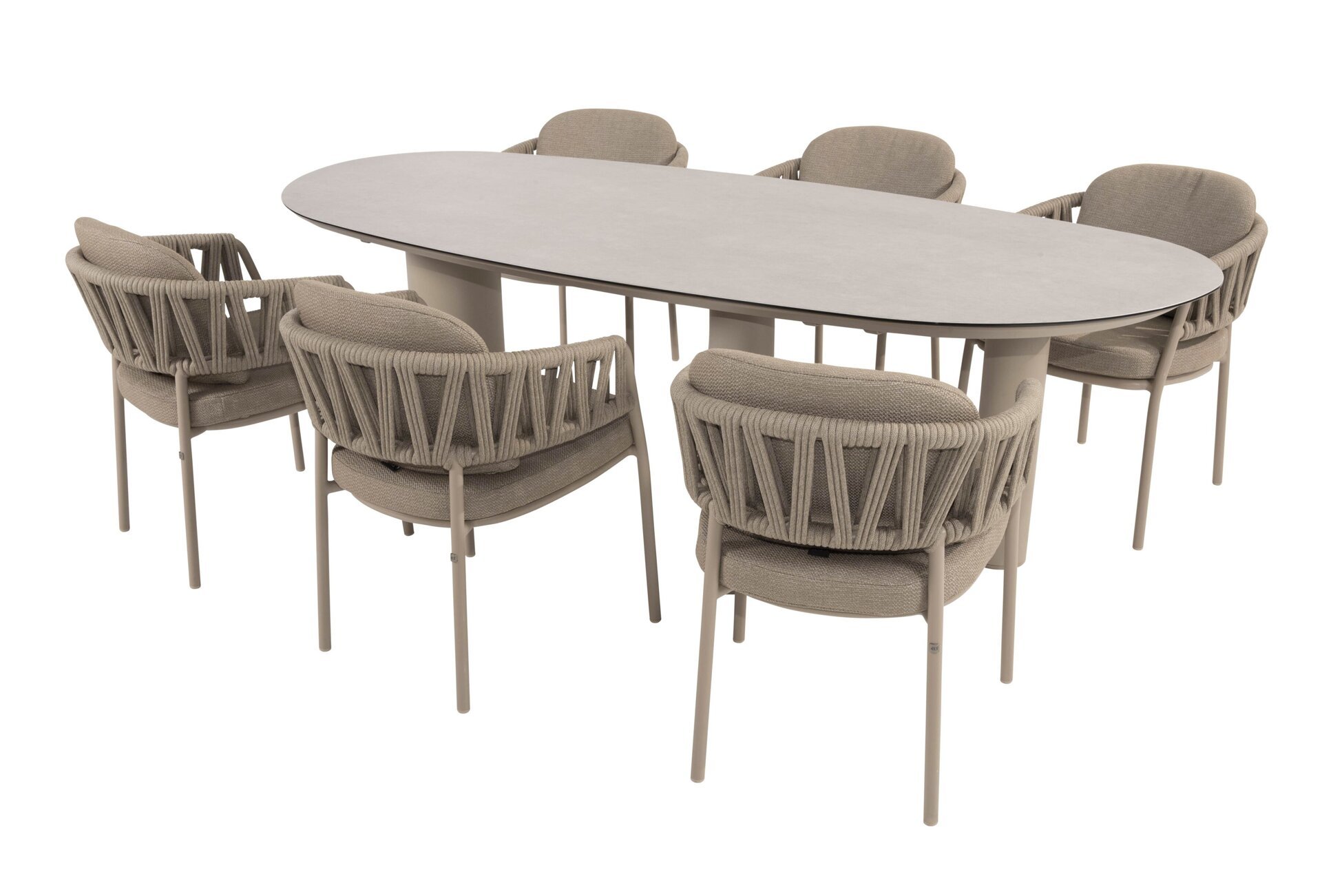 91707-91856-91857_ Calma dining set latte with Denia dining table Latte with Mango shape top ceramic print 240 x 110 cm 02.jpg