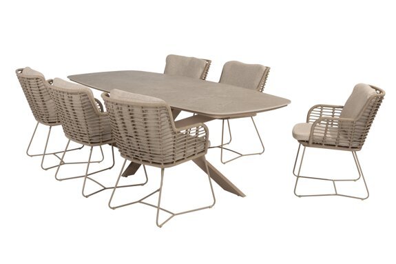 214274-91601-91602_ Fabrice dining set Latte with Prado barrel dining table 240x105cm 01.jpg
