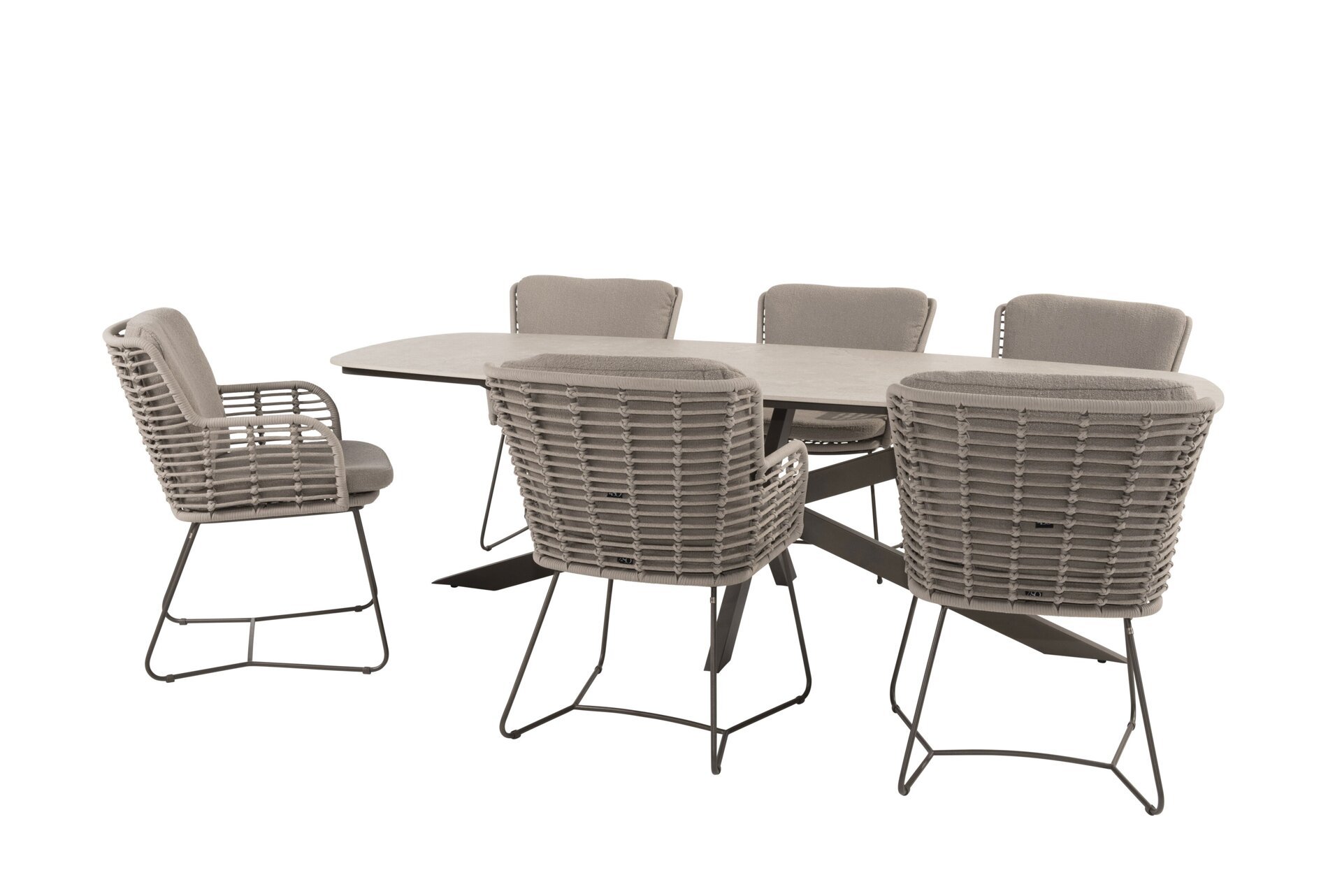 214400-91599-91600_ Fabrice dining set terre with Prado barrel shape dining table ceramic 240x105cm Terre 02.jpg