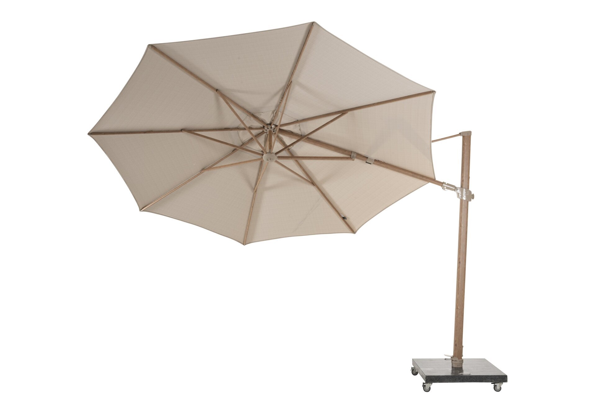 08683_ Siesta Premium parasol 350cm Woodlook frame with Sand canopy _01.jpg