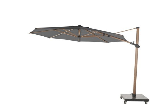 08682_ Siesta Premium parasol 350cm Woodlook frame with Charcoal canopy _01.jpg