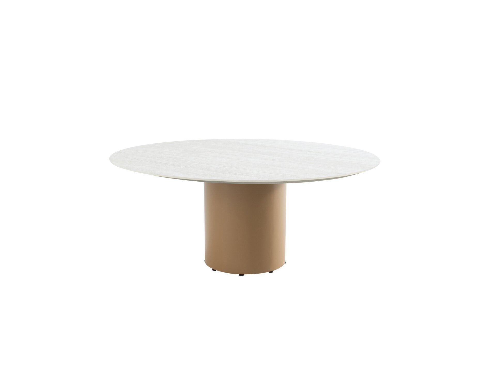 17225-17223_ Colorado low dining table ceramic Travertin top 160cm round with amber low dining base 01.jpg