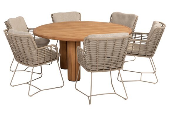 214274-91655-91669_ Fabrice dining set Latte with Corsica dining table teak 160cm 01.jpg